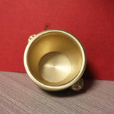 Brass Lion Head Cylinder Tank Luy Treasure Bowl Feng Shui Palace Jar Figurines