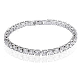 Brass CZ 7 Inch Tennis Bracelet Rhodium Plated Bangle