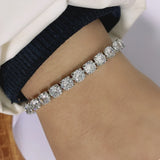 Brass CZ 7 Inch Tennis Bracelet Rhodium Plated Bangle
