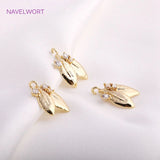 Metal Leaves Charms Earring Supplies Zircon Heart Pendant