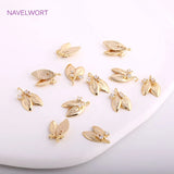 Metal Leaves Charms Earring Supplies Zircon Heart Pendant