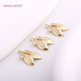 Metal Leaves Charms Earring Supplies Zircon Heart Pendant