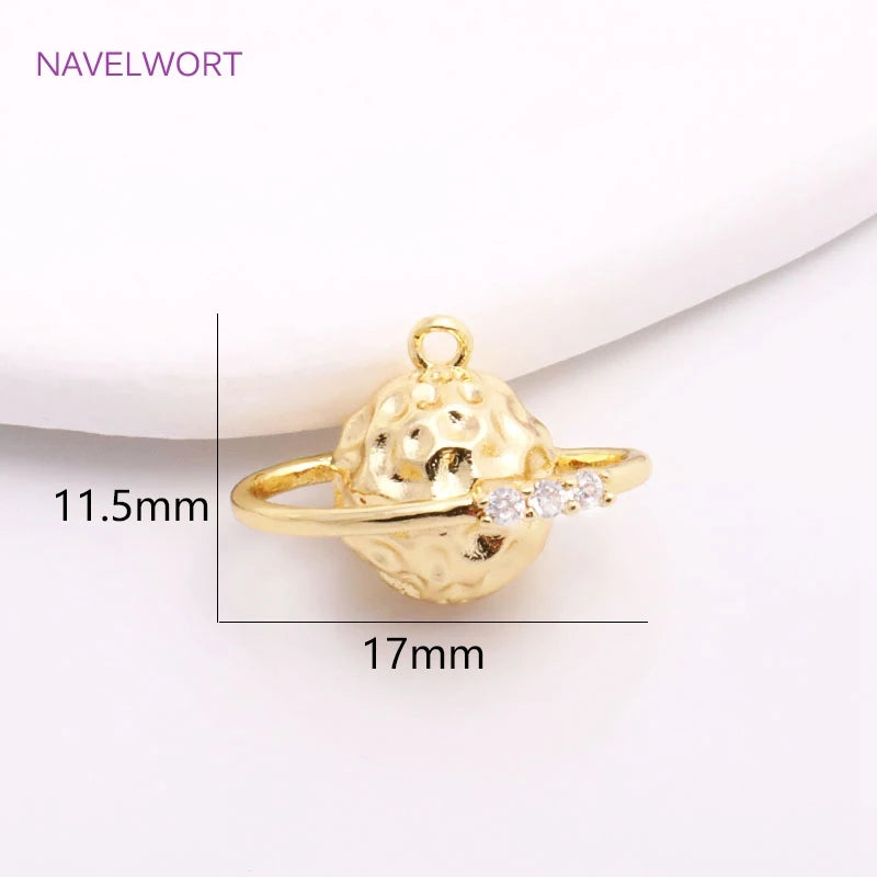 Brass Spherical Charms 14K Planet Pendants DIY Jewelry Making Findings