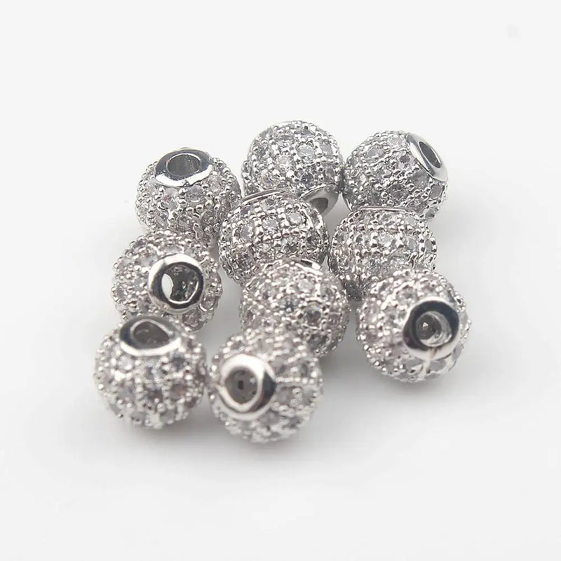 Micro Pave CZ Spacer Beads for Jewelry Making 4/6/8/10/12mm