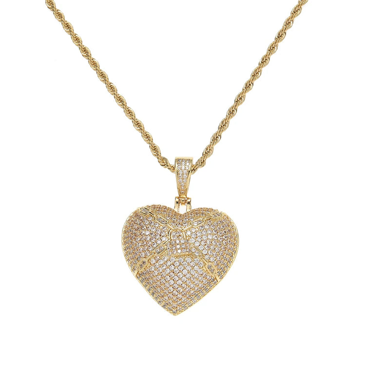 Micro Pave Cubic Zircon Heart Pendant Necklace Party Gift