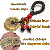 Brass Money Bag Keychain Pendant Rope Good Luck Feng Shui Hanging Jewelry