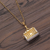 Brass CZ Dollar Pendant Hip Hop Necklace