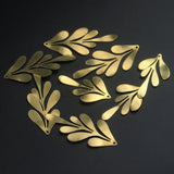 Brass Glossy Forest Leaf Charm Pendant for DIY Bracelet Necklace