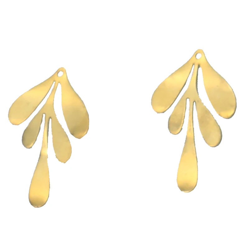 Brass Glossy Forest Leaf Charm Pendant for DIY Bracelet Necklace