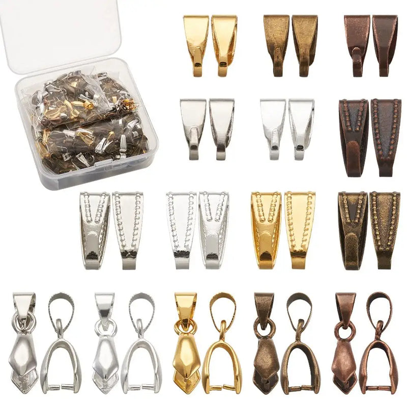 Mixed Brass Snap on and Ice Pick Bails for Pendants 480pcs/box