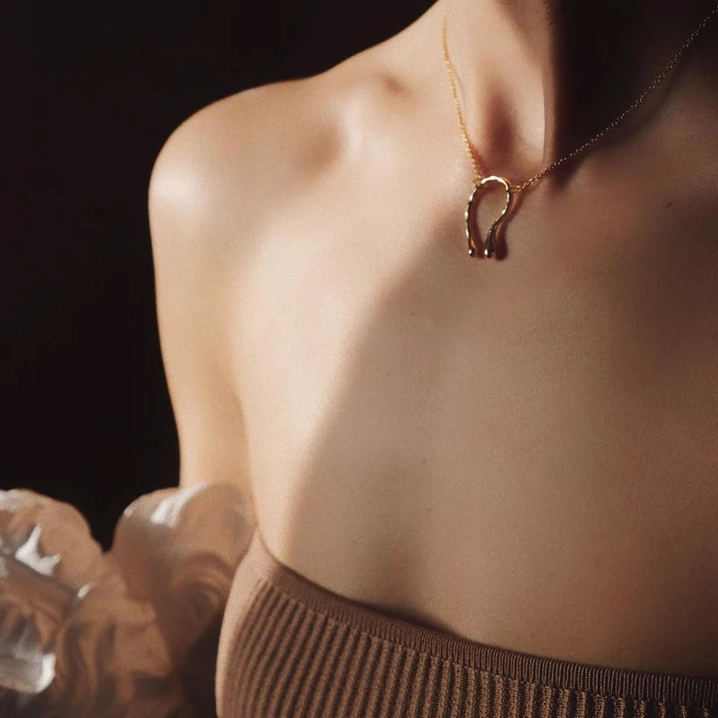 18K Brass Geo U Shape Necklace Japan Style Party Show Runway Gown