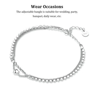 Brass Women Dual Layer Bracelet Heart Shape Replacement Style Mirror Polished