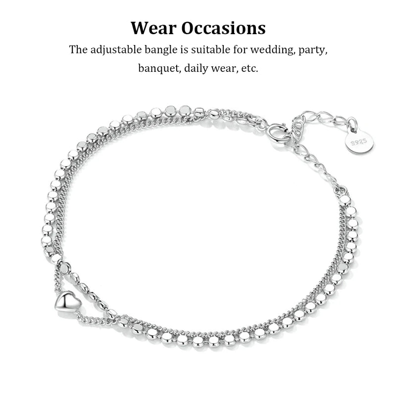 Brass Women Dual Layer Bracelet Heart Shape Replacement Style Mirror Polished