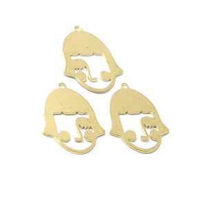 Brass Accessories Single Hole Short Hair Face Earring Pendant DIY Material