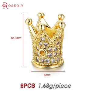 Brass Zircon Crown Spacer Beads Jewelry Findings Accessories