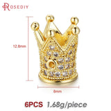 Brass Zircon Crown Spacer Beads Jewelry Findings Accessories