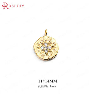 Brass and Zircon Charms Pendants for Jewelry Making