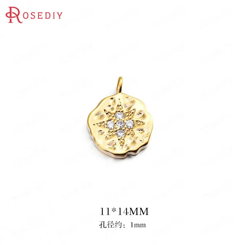 Brass and Zircon Charms Pendants for Jewelry Making