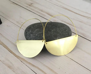 Half Circle Hoop Earrings - Geometric Minimalist Tribal Jewelry