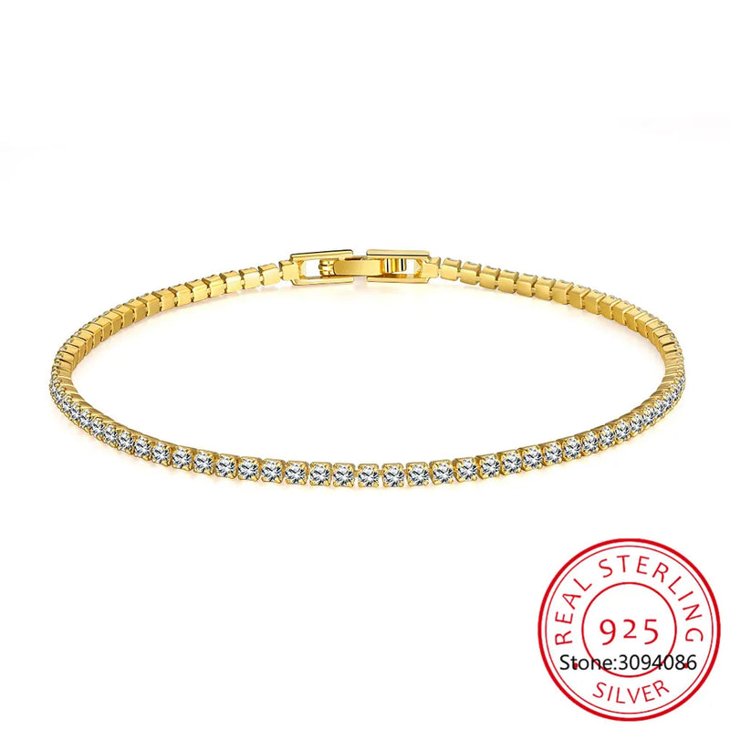 Brass Clear CZ Chain Tennis Bracelet for Women Girls