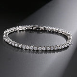 Brass Clear CZ Chain Tennis Bracelet for Women Girls