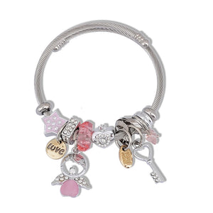 Stainless Steel Opal Letter Love Bracelet Bangle Women Accessories