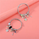 Stainless Steel Opal Letter Love Bracelet Bangle Women Accessories