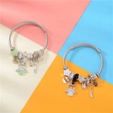 Stainless Steel Opal Letter Love Bracelet Bangle Women Accessories