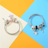 Stainless Steel Opal Letter Love Bracelet Bangle Women Accessories