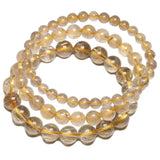 Brazil Natural Rutilated Quartz Round Beads Bracelet Men Women Crystal Gem Reiki