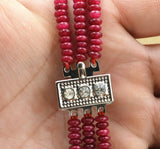 Brazil Ruby Beads Necklace 3 Rows 2X4mm