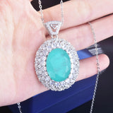 Brazil Paraiba Tourmaline Vintage Necklace with Large Lab Diamond