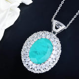 Brazil Paraiba Tourmaline Vintage Necklace with Large Lab Diamond