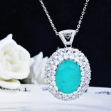 Brazil Paraiba Tourmaline Vintage Necklace with Large Lab Diamond
