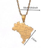 Brazil Map With City Name Pendant Necklaces