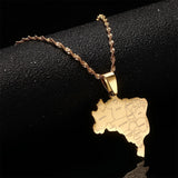 Brazil Map With City Name Pendant Necklaces