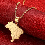 Brazil Map With City Name Pendant Necklaces