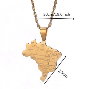 Brazil Map City Name Pendant Necklace Jewelry