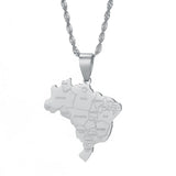Brazil Map City Name Pendant Necklace Jewelry