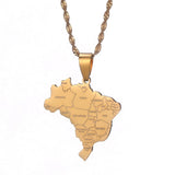 Brazil Map City Name Pendant Necklace Jewelry