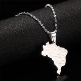 Brazil Map City Name Pendant Necklace Jewelry
