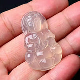 Brazil Natural Agate Chalcedony Guanyin Pendant Necklace
