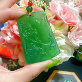 Brazil Agate Ice Chrysotile Landscape Pendant for Men and Women
