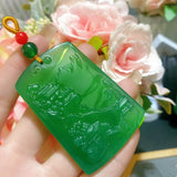 Brazil Agate Ice Chrysotile Landscape Pendant for Men and Women