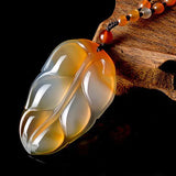 Brazil Natural Ice Seed Ice Chalcedony Branch Jade Leaf Pendant