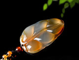 Brazil Natural Ice Seed Ice Chalcedony Branch Jade Leaf Pendant