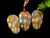Brazil Natural Ice Seed Ice Chalcedony Branch Jade Leaf Pendant