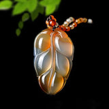 Brazil Natural Ice Seed Ice Chalcedony Branch Jade Leaf Pendant