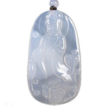 Brazil Natural Ice Seed Chalcedony Agate Guanyin Pendant
