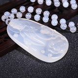Brazil Natural Ice Seed Chalcedony Agate Guanyin Pendant